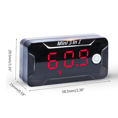 Electronic Clock 3 in 1 Motorcycle Electronic Clock Thermometer Voltmeter Watch Display Motorbike Accessories Outdoor Thermometer Clock in Saudi Arabia