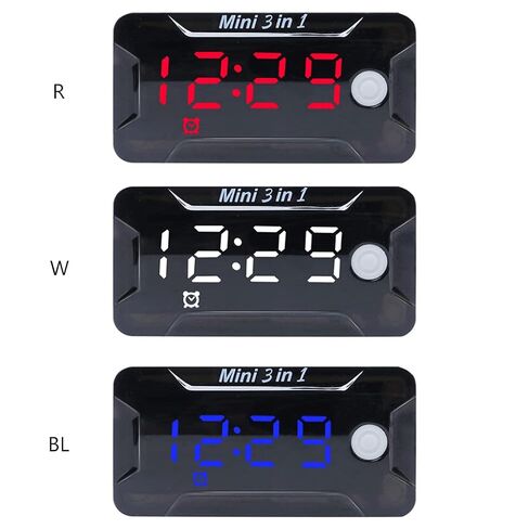 Electronic Clock 3 in 1 Motorcycle Electronic Clock Thermometer Voltmeter Watch Display Motorbike Accessories Outdoor Thermometer Clock in Saudi Arabia