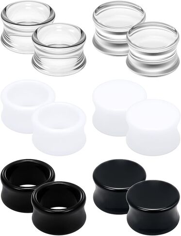 Cisyozi 6G-30mm Acrylic Gauges for Ear Double Flared Saddle Lightweight Ear Gauges Tunnels Plugs Stretcher Expander Piercing Body Jewelry for Women Men Black Clear in Saudi Arabia