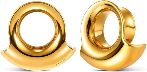 Casvort 2 PCS Hypoallergenic 316 Stainless Steel Cuff Ear Tunnels,Elegant Plugs and Gauges,Double Flared Ear Plugs for Stretched Lobes,Simple Chic Stretching Jewelry for Women Men from 0g–1 Inch in Saudi Arabia