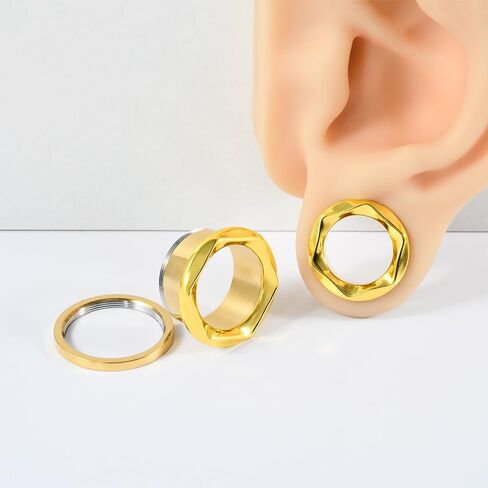 2PCS Twisted Edge Ear Tunnels Plugs 316L Stainless Steel Screw Ear Expander Stretcher Piercing Ear Gauges Body Jewelry 6mm-25mm in Kuwait