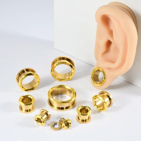 2PCS Twisted Edge Ear Tunnels Plugs 316L Stainless Steel Screw Ear Expander Stretcher Piercing Ear Gauges Body Jewelry 6mm-25mm in Kuwait