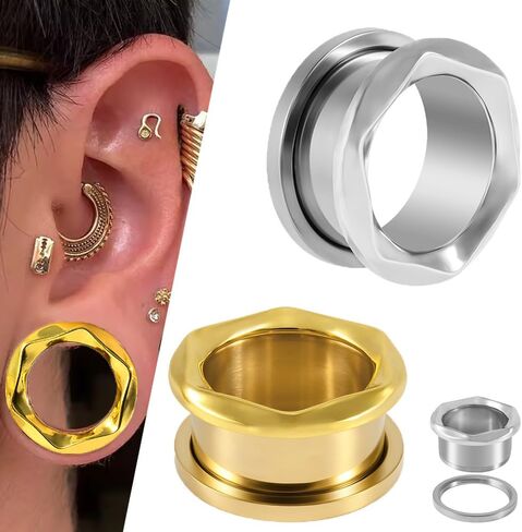2PCS Twisted Edge Ear Tunnels Plugs 316L Stainless Steel Screw Ear Expander Stretcher Piercing Ear Gauges Body Jewelry 6mm-25mm in Kuwait