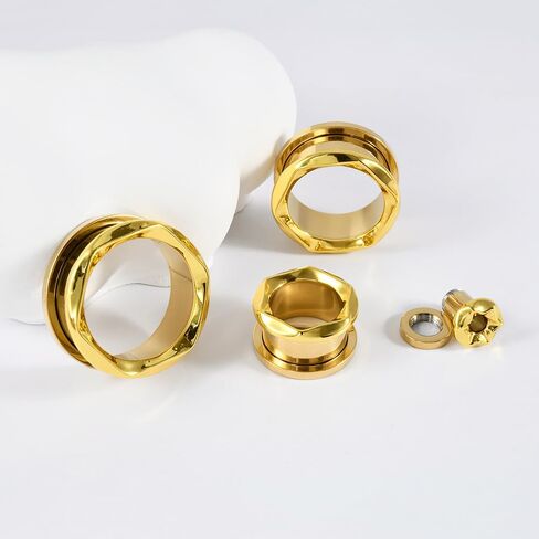 2PCS Twisted Edge Ear Tunnels Plugs 316L Stainless Steel Screw Ear Expander Stretcher Piercing Ear Gauges Body Jewelry 6mm-25mm in Kuwait