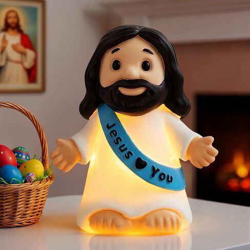 Jesus Resin Figurine,Christian Easter Decor,Jesus Night Light Statue,Figure for Home Office Table Decor Religious Gift in Saudi Arabia