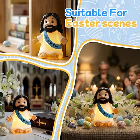 Jesus Resin Figurine,Christian Easter Decor,Jesus Night Light Statue,Figure for Home Office Table Decor Religious Gift in Saudi Arabia