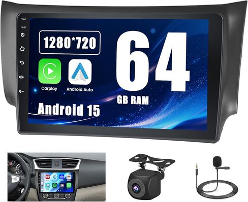 Roinvou 2+64G Android CarPlay Stereo for 2013-2017 Nissan Sentra, Built-in Wireless CarPlay Radio with Android Auto, 10.1'' Touch Screen in-Dash GPS Navigation Support Mirror Link BT HiFi WiFi RDS in Saudi Arabia