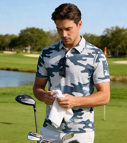 Cozople Mens Polo Shirts Short Sleeve Moisture Wicking Performance Tactical Shirt Athletic Pique Golf Collared T-Shirt in Saudi Arabia