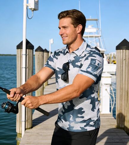 Cozople Mens Polo Shirts Short Sleeve Moisture Wicking Performance Tactical Shirt Athletic Pique Golf Collared T-Shirt in Saudi Arabia