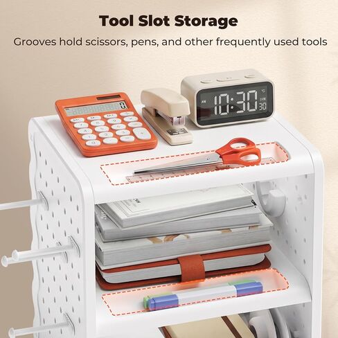 MUNBYN ILH03 4x6 Thermal Label Holder, 5-in-1 Sticker Holder with 3-Tier Shelf, Drawer, Hooks & Pegboard, for Shipping Label Printing, Office, Small Business, Home in Saudi Arabia