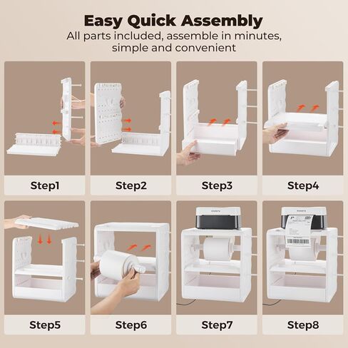 MUNBYN ILH03 4x6 Thermal Label Holder, 5-in-1 Sticker Holder with 3-Tier Shelf, Drawer, Hooks & Pegboard, for Shipping Label Printing, Office, Small Business, Home in Saudi Arabia