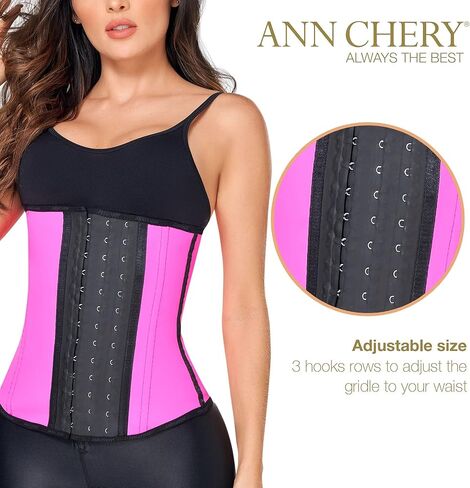 Ann Chery Corset Waist Trainer for Women - Colombian Waist Cincher - 3 Hook Latex Body Shaper Pink in Saudi Arabia