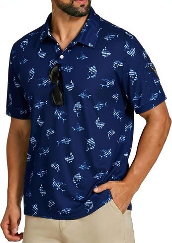 Cozople Mens Polo Shirts Short Sleeve Moisture Wicking Performance Tactical Shirt Athletic Pique Golf Collared T-Shirt in Saudi Arabia