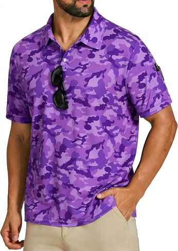Cozople Mens Polo Shirts Short Sleeve Moisture Wicking Performance Tactical Shirt Athletic Pique Golf Collared T-Shirt in Saudi Arabia