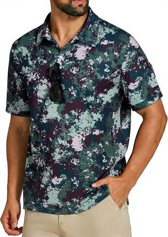 Cozople Mens Polo Shirts Short Sleeve Moisture Wicking Performance Tactical Shirt Athletic Pique Golf Collared T-Shirt in Saudi Arabia