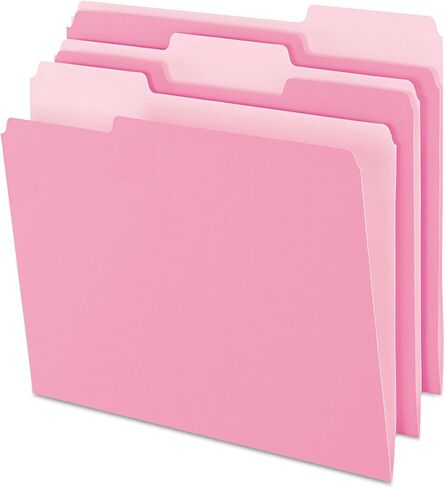 Pendaflex 15213PIN Colored File Folders, 1/3 Cut, Letter Size, Pink, 100/Box in Saudi Arabia
