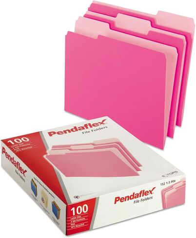 Pendaflex 15213PIN Colored File Folders, 1/3 Cut, Letter Size, Pink, 100/Box in Saudi Arabia