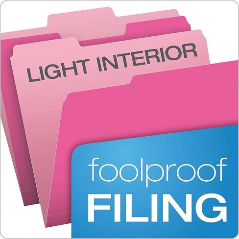 Pendaflex 15213PIN Colored File Folders, 1/3 Cut, Letter Size, Pink, 100/Box in Saudi Arabia