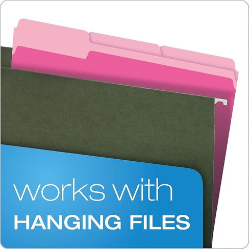 Pendaflex 15213PIN Colored File Folders, 1/3 Cut, Letter Size, Pink, 100/Box in Saudi Arabia