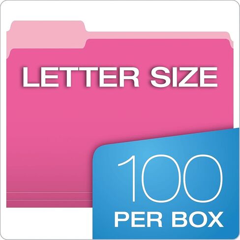 Pendaflex 15213PIN Colored File Folders, 1/3 Cut, Letter Size, Pink, 100/Box in Saudi Arabia