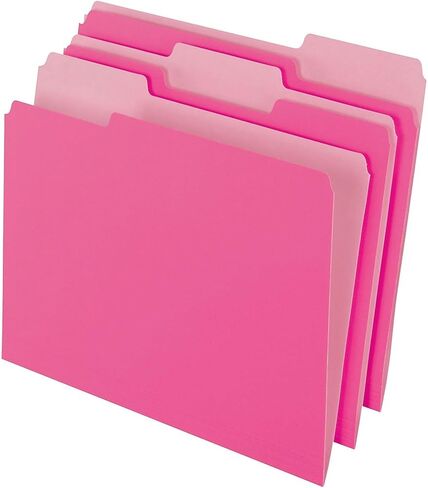 Pendaflex 15213PIN Colored File Folders, 1/3 Cut, Letter Size, Pink, 100/Box in Saudi Arabia