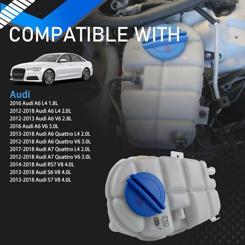 4G0121403G Engine Coolant Overflow Reservoir Tank With Cap & Sensor Compatible With 2012-2018 Audi S6 S7 A6 A6 RS7 Quattro A7 Quattro Automotive Coolant Reservoir Replaces V10-8562 in Saudi Arabia