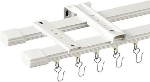 Double Curtain Track Wall Mount, Ceiling Conjoined Drop Curtain Rail, Heavy Duty Rod for Living Room (Length 9FT) in Saudi Arabia