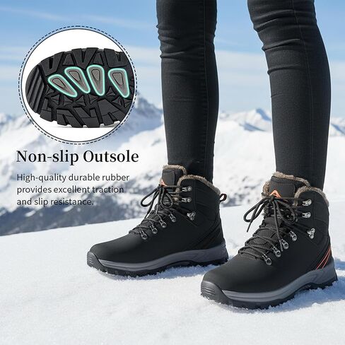 Ecetana Womens Snow Boots for Winter Waterproof Hiking Boots Warm Fur Lined Ankle Booties Non-Slip Outdoor Walking Shoes in Saudi Arabia
