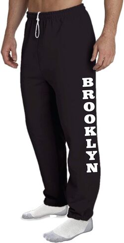 STUFF WITH ATTITUDE Brooklyn Open Bottom Black Sweat Pants in Saudi Arabia