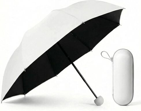 Pocket Mini Umbrella (White) - 6.9" Compact Folding Travel Essential, UPF High-rated UV Protection, Lightweight 2-in-1 Sun & Rain Manual Umbrella with Case, for Women, Men & Kids in Saudi Arabia