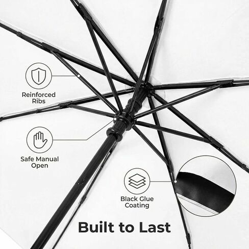 Pocket Mini Umbrella (White) - 6.9" Compact Folding Travel Essential, UPF High-rated UV Protection, Lightweight 2-in-1 Sun & Rain Manual Umbrella with Case, for Women, Men & Kids in Saudi Arabia