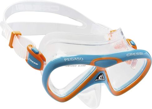 Cressi Snorkeling Silicone Set (mask & dry snorkel) for Kids aged 5 to 15 year old - Pegaso & Iguana Dry: designed in Italy in Saudi Arabia