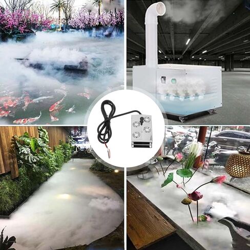 Ultrasonic Mist Maker, 4 Heads 1.5m Cable Length DC45-48V Ultrasonic Fogger,Add Replacement Atomizer Heads,250W Power Water Proof,for Vegetable Preservation,Landscape in Saudi Arabia