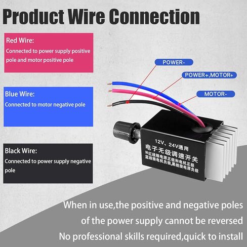 2 قطعة 12 فولت/24 فولت تيار مستمر وحدة تحكم سرعة المحرك العالمي، مقبض المسمار الإلكتروني ستبليس منظم السرعة، سرعة المحرك قابلة للتعديل، التحكم في سخان مروحة السيارات، تنظيم سرعة المراوح in Kuwait