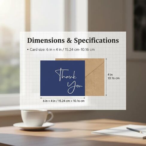 100 Pack Thank You Cards With Envelopes Bulk Set & Stickers - 4x6 inch Blank Thank You Notes Bulk Box Set - Large Note Card Small Business, Wedding, Baby Shower & Bridal Shower - Navy Blue in Kuwait