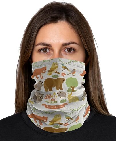 Neck Gaiter (Woodland Animals Design Pattern) Cooling Breathable Face Mask UV Protection Scarf Hiking Bandana for Men, Women, kids in Saudi Arabia