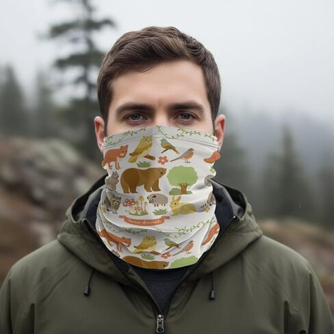 Neck Gaiter (Woodland Animals Design Pattern) Cooling Breathable Face Mask UV Protection Scarf Hiking Bandana for Men, Women, kids in Saudi Arabia