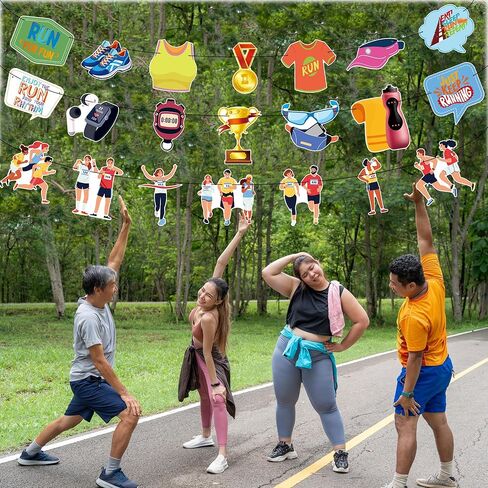 3 قطع من زينة لافتة الجري والجري الماراثون الرياضية عبر البلاد لحفلات أعياد الميلاد ومستلزماتها in Saudi Arabia