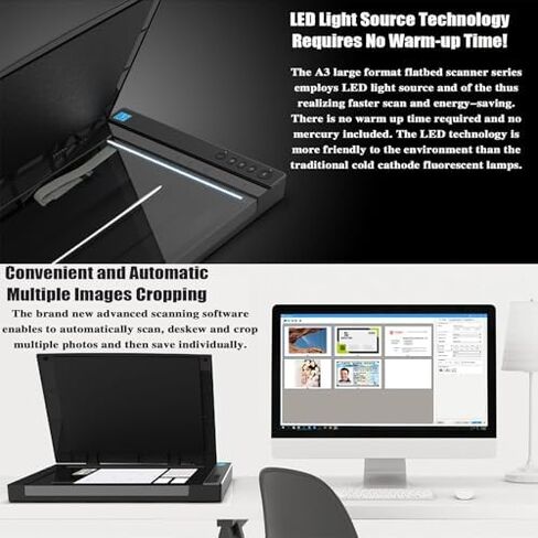 Large Format Flatbed Scanner, 2400DPI High Definition Photo Scanner, Scan 12"x 17" in 4 Sec, for Office and Education Support, Supports Windows & iOS in Saudi Arabia