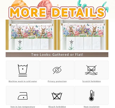 Easter Bunny Valances for Windows 54x18 Inch Rabbit Easter Eggs Butterfly Flowers Spring Curtain Valance for Kitchen Bathroom Bedroom Living Room Decor in Kuwait