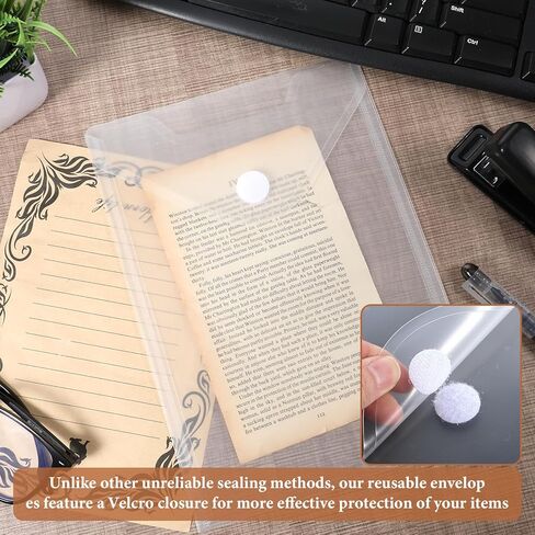 SHENLIU 50 حزمة 7x9.8 بوصة مغلفات بلاستيكية شفافة هوك حلقة إغلاق ملصقات الاستلام حامل تخزين قابل لإعادة الاستخدام مغلفات بلاستيكية صغيرة مقاومة للماء ملصق منظم مجلدات تخزين الصور in Saudi Arabia