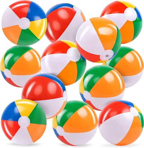 JOYIN 12 Packs 16" Inflatable Beach Balls, Large Rainbow Beach Balls Bulk for Pool Parties, Kids and Adults Summer Pool Party Toys, Beach Toys, Party Favors(16'') in Saudi Arabia