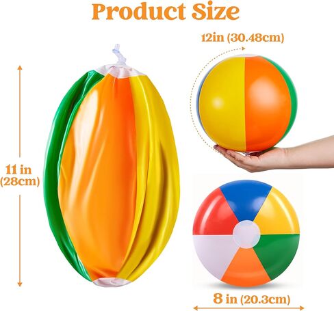 JOYIN 12 Packs 16" Inflatable Beach Balls, Large Rainbow Beach Balls Bulk for Pool Parties, Kids and Adults Summer Pool Party Toys, Beach Toys, Party Favors(16'') in Saudi Arabia