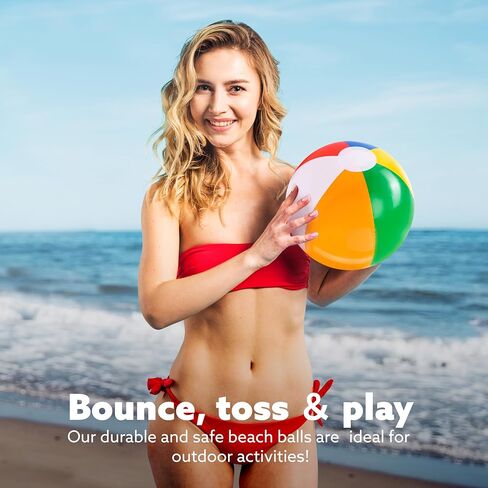 JOYIN 12 Packs 16" Inflatable Beach Balls, Large Rainbow Beach Balls Bulk for Pool Parties, Kids and Adults Summer Pool Party Toys, Beach Toys, Party Favors(16'') in Saudi Arabia