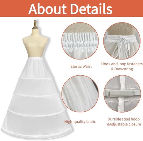 المرأة 4 هوب تنورة كرينلاين ثوب نسائي ألف خط تنورة تحتية لتحت فستان الزفاف الزفاف Quinceanera الكرة زلة in Kuwait