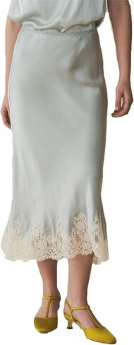 Thopavenoir Women Satin Floral Lace Trim Maxi Skirts Flowy Swing Silky A Line Skirt Y2k Going Out Half Slip Long Skirts in Saudi Arabia