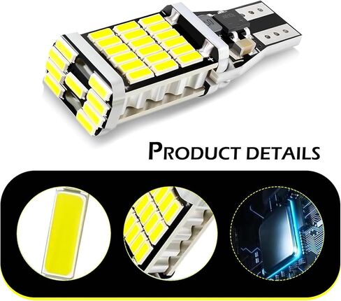 4 PCS T15 LED Reverse Lights, 4014 45SMD Reverse LED Light Bulb, 6500K Brightness Brake Light Turn Signal Bulbs, Universal T15 Lights for Cars, Trucks, SUVs (White) in Saudi Arabia