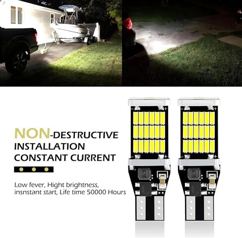 4 PCS T15 LED Reverse Lights, 4014 45SMD Reverse LED Light Bulb, 6500K Brightness Brake Light Turn Signal Bulbs, Universal T15 Lights for Cars, Trucks, SUVs (White) in Saudi Arabia