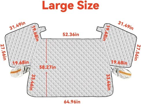 غطاء ثلجي مغناطيسي للزجاج الأمامي للثلج، واقي شتوي عالي التحمل من 3 طبقات مع حماية مرآة جانبية، مقاوم للرياح ومضاد للسرقة لسيارات الدفع الرباعي/الشاحنات (63 × 53 بوصة) in Kuwait