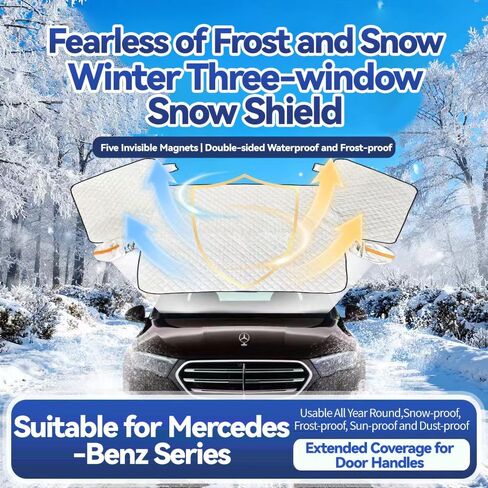 غطاء ثلجي مغناطيسي للزجاج الأمامي للثلج، واقي شتوي عالي التحمل من 3 طبقات مع حماية مرآة جانبية، مقاوم للرياح ومضاد للسرقة لسيارات الدفع الرباعي/الشاحنات (63 × 53 بوصة) in Kuwait